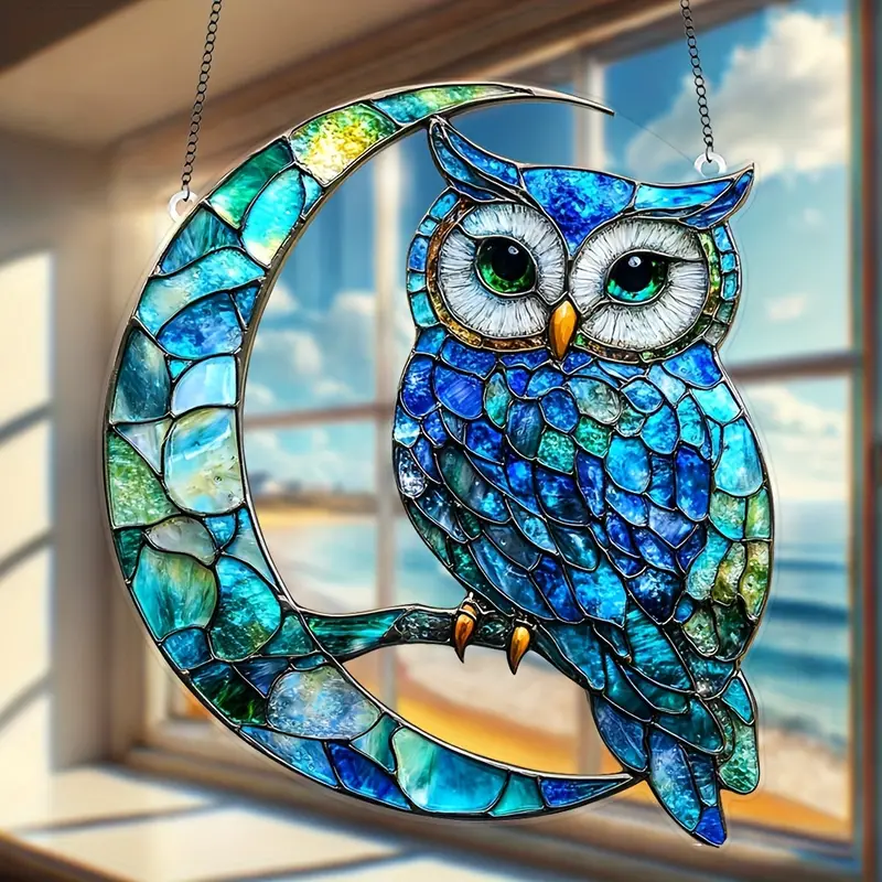 Owl Window Hanging Stained Glass