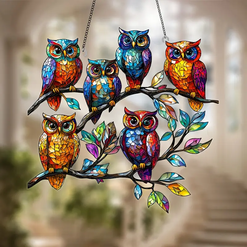 Owl Window Hanging Stained Glass