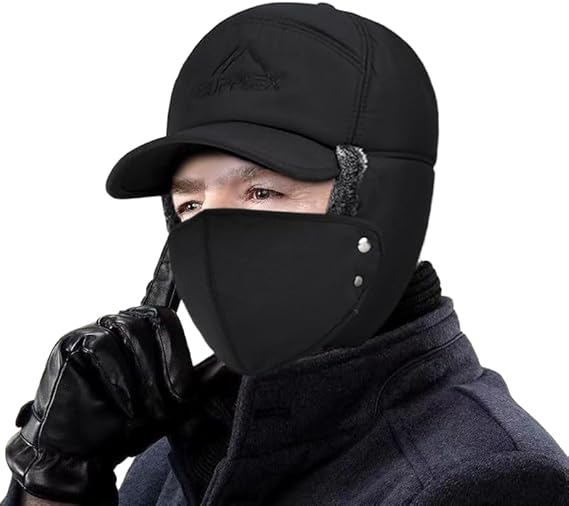 🧢❄️Men Winter Ear Flap Trapper Hat Face Mask Fur Aviator Thermal Warm Snow Ski Cap