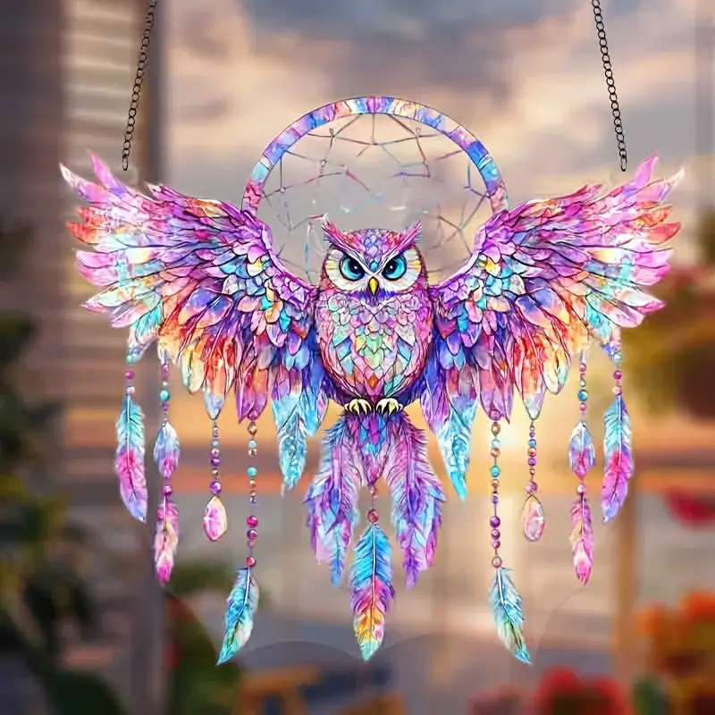 Owl Window Hanging Stained Glass