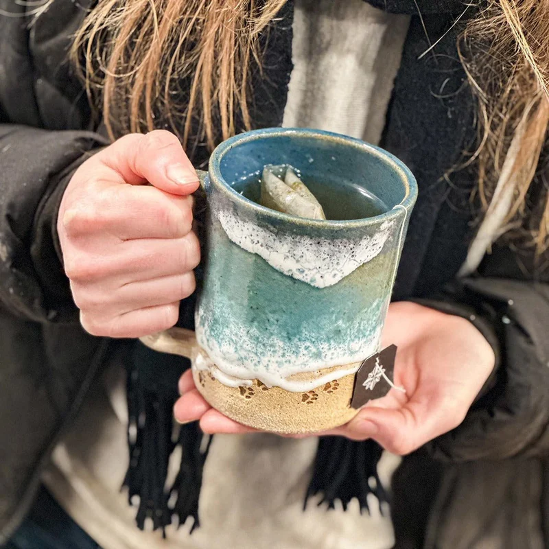 🔥Hot Sale - Paw Print Ocean Shoreline Mug