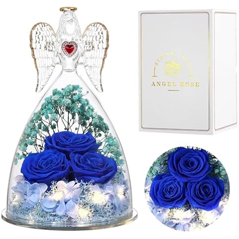 Glass Angel Figurine with Three Roses