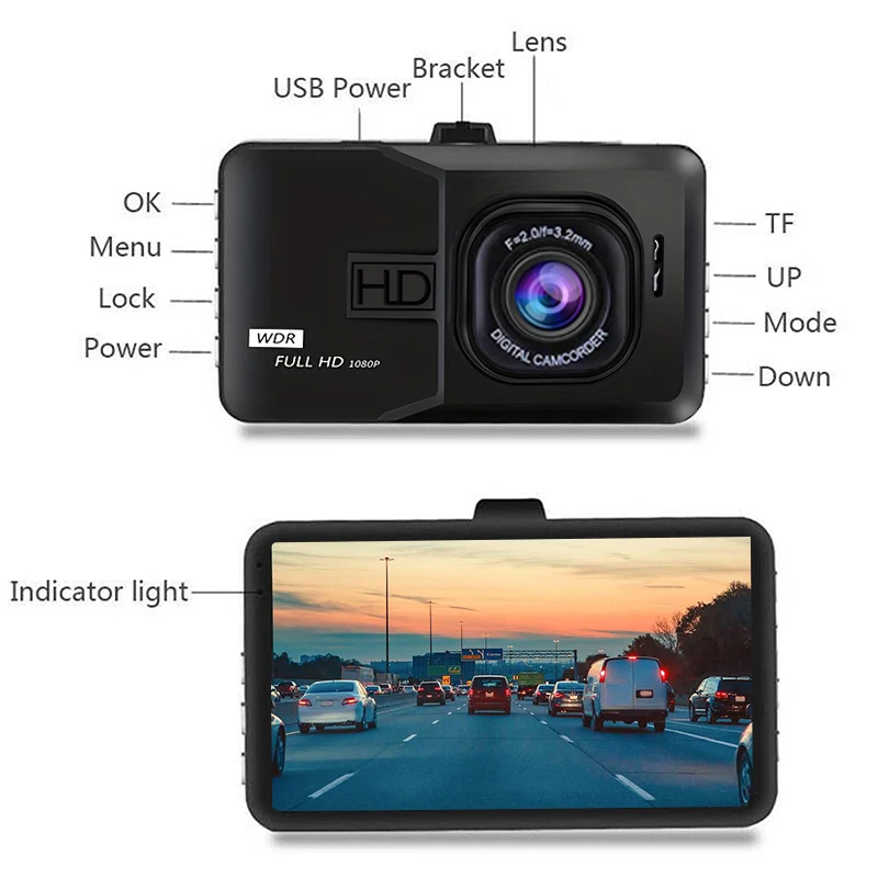 Welnax™ 1600P+1080P FHD Dual Dash Camera for Cars
