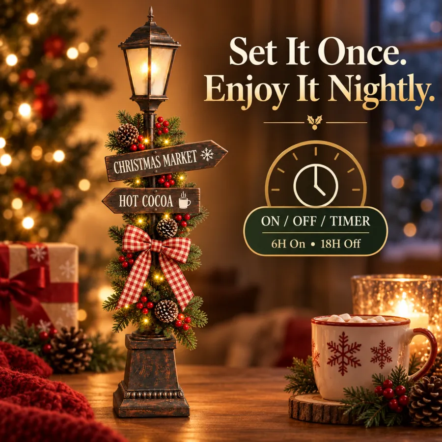 Old Christmas Streetlight – Lighted Tabletop Holiday Decor