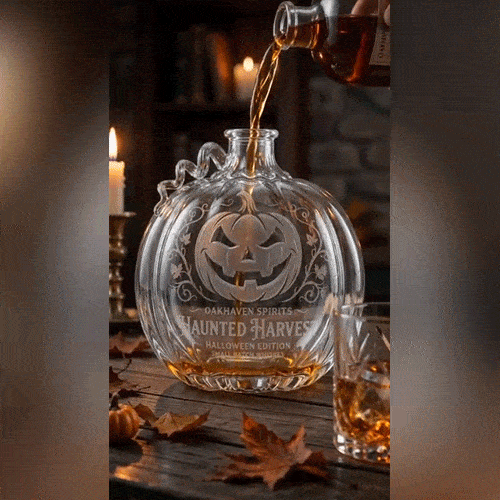 🎃Pumpkin Jack‑o’‑Lantern Whiskey Decanter