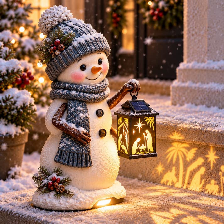 🎄Solar Christmas Lantern Figurine – Festive Projection Porch Decor