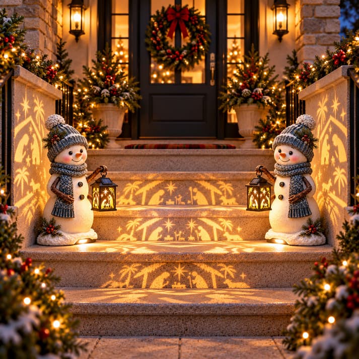 🎄Solar Christmas Lantern Figurine – Festive Projection Porch Decor