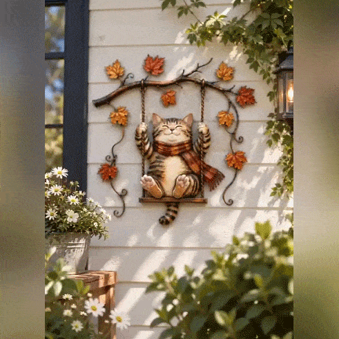 🐱Autumn Cat Metal Wall Decor