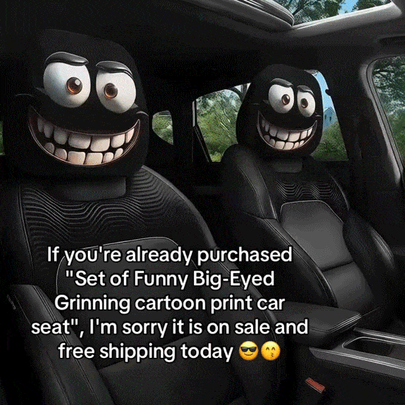 🚗Funny Cartoon Car Headrest Covers – 2PCS Universal Fit