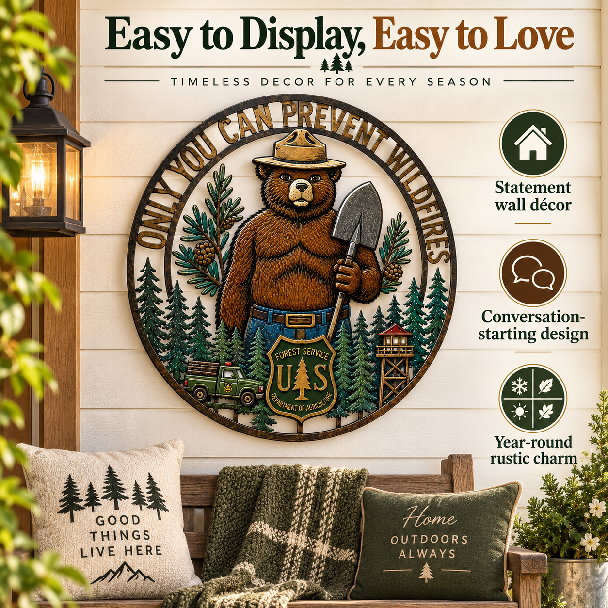 🐻 Rustic Forest Bear Metal Wall Art