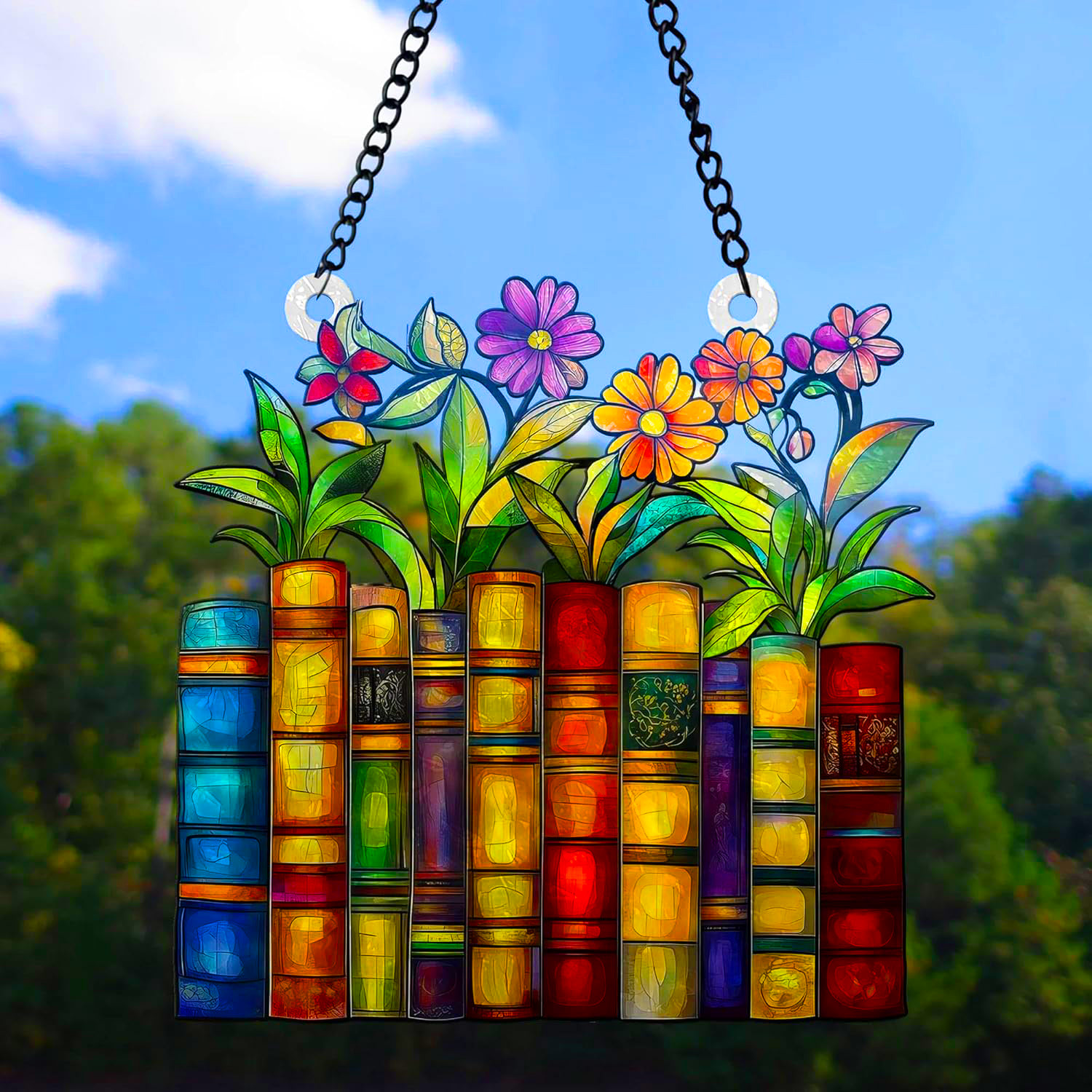 10inch Book Ornament Stained Plexiglas Window Hanging