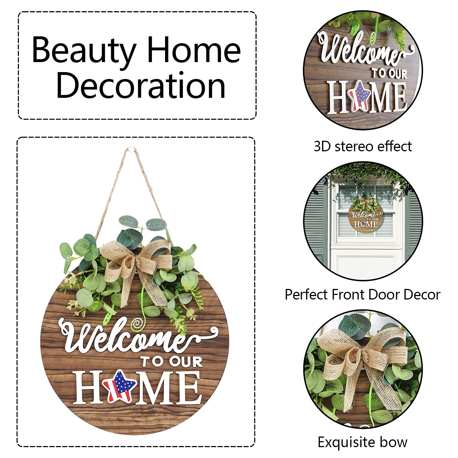 Interchangeable Seasonal Welcome Sign Front Door Decoration