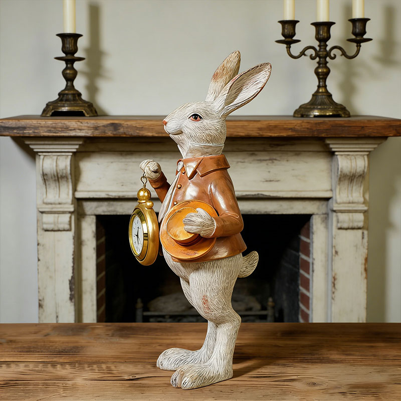 ⏰ Storybook White Rabbit Clock Figurine – Functional Easter Decor 🐰✨