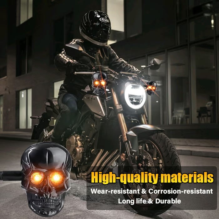 Skull Head LED Amber Turn Signal Indicator Light