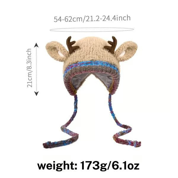🎄Original Design Festive Christmas Antler Hat,With Ear Protection Design, Suitable For Adults And Children🎄