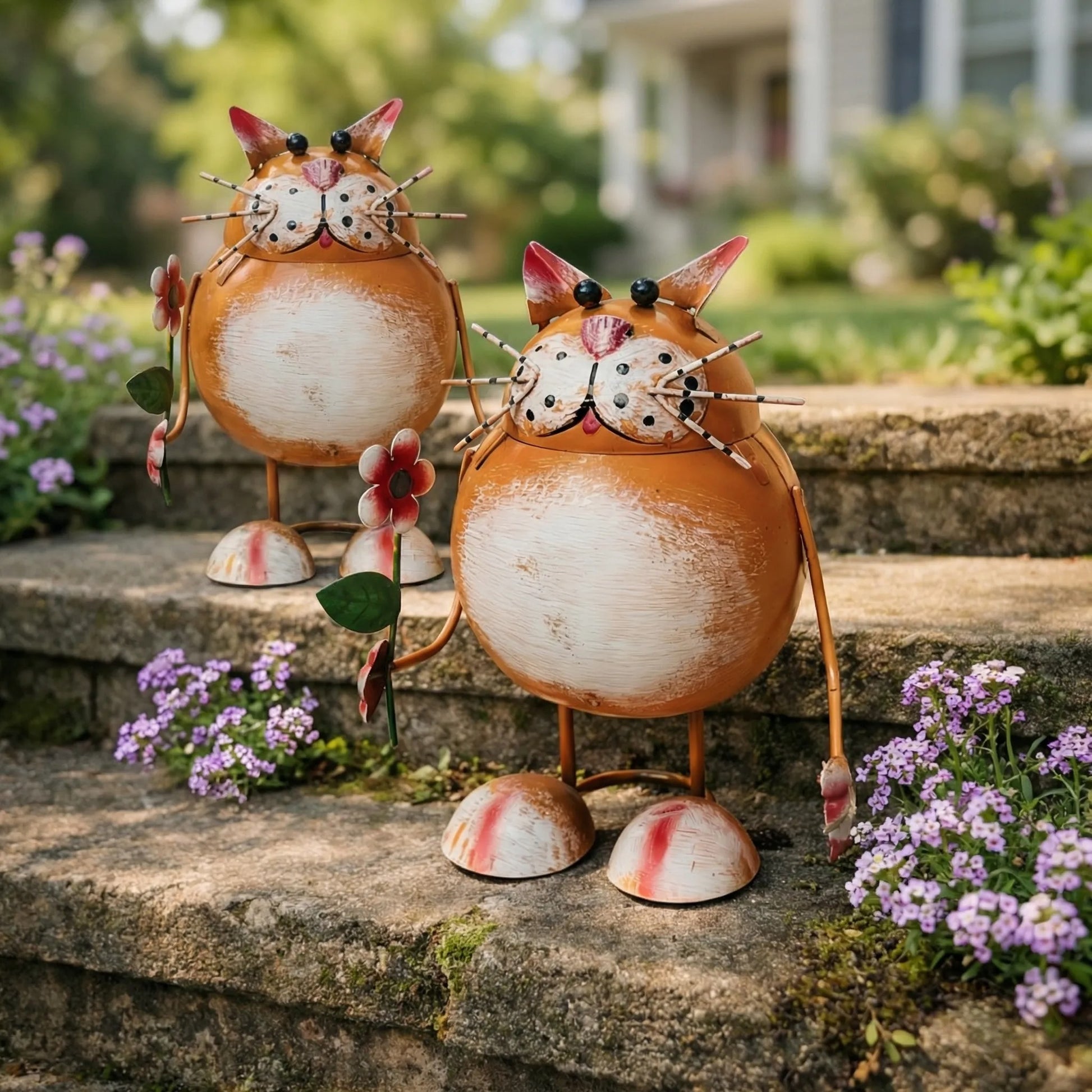 Rustic Cat-Shaped Iron Statue