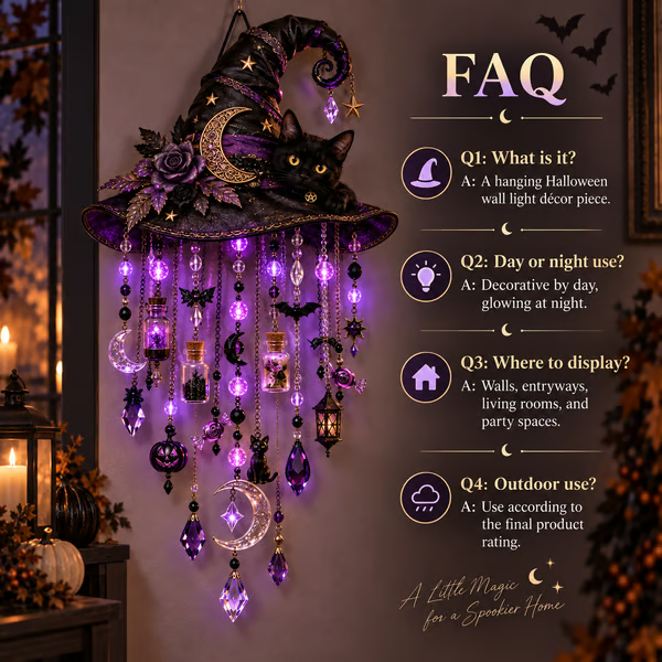 🧙‍♀️ Witch Hat & Black Cat Glow Cascade Wall Light