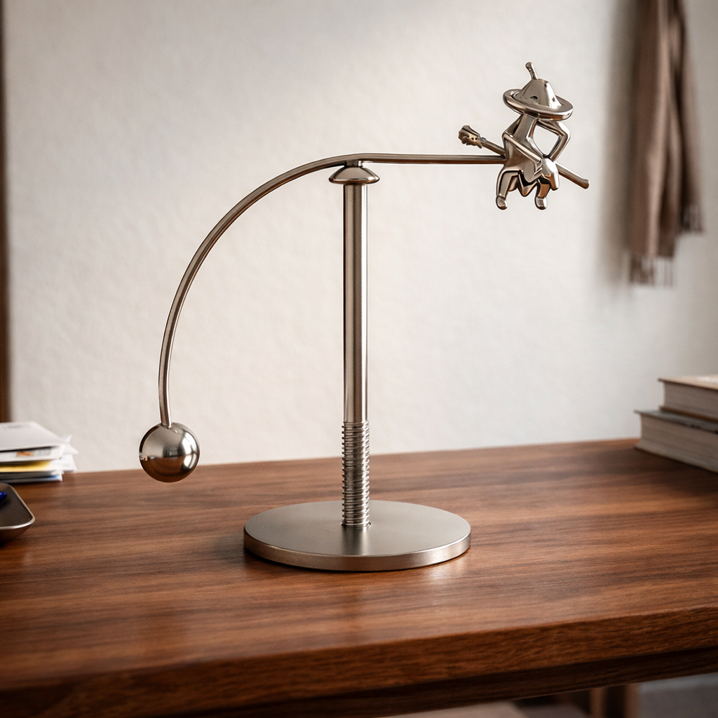 Witch Balance Ball Figurine – Gravity Defying Desktop Sculpture