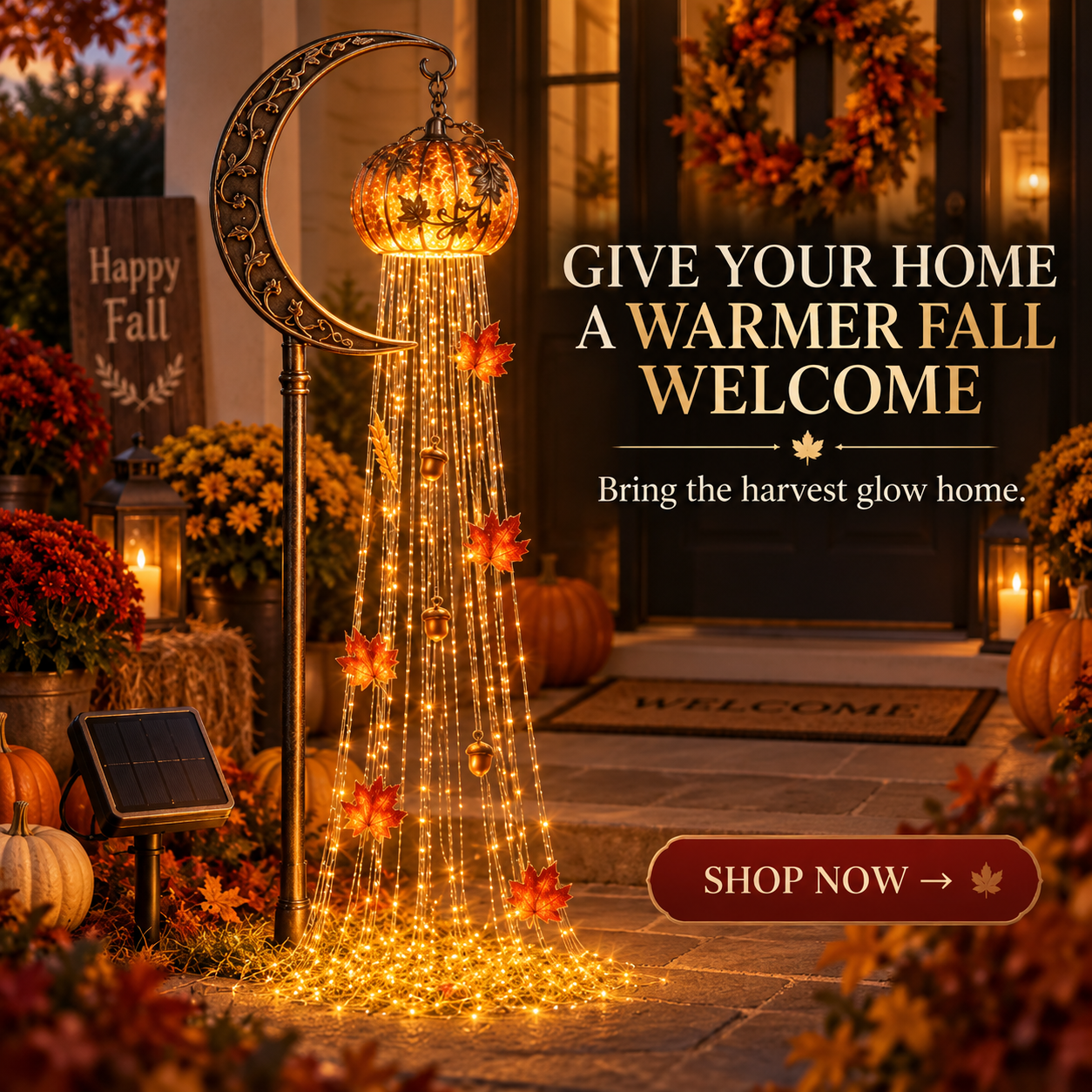 Harvest Pumpkin Solar Cascade Light