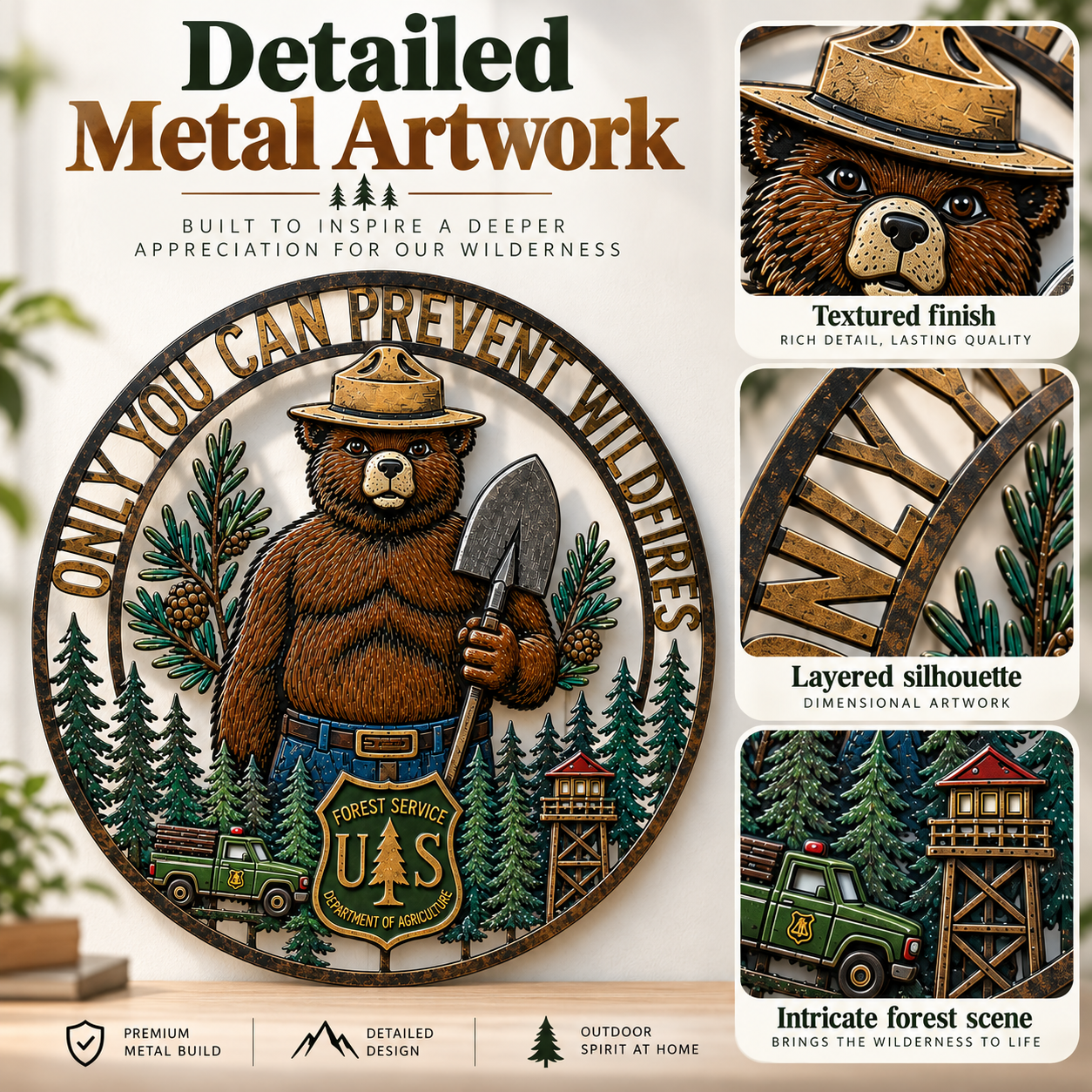 🐻 Rustic Forest Bear Metal Wall Art