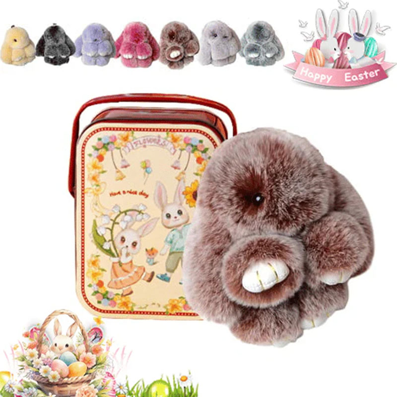 🐰Easter Cute Bunny Plush Keychain - Iron Box Gift Option, 🎁Easter Sweet Surprise