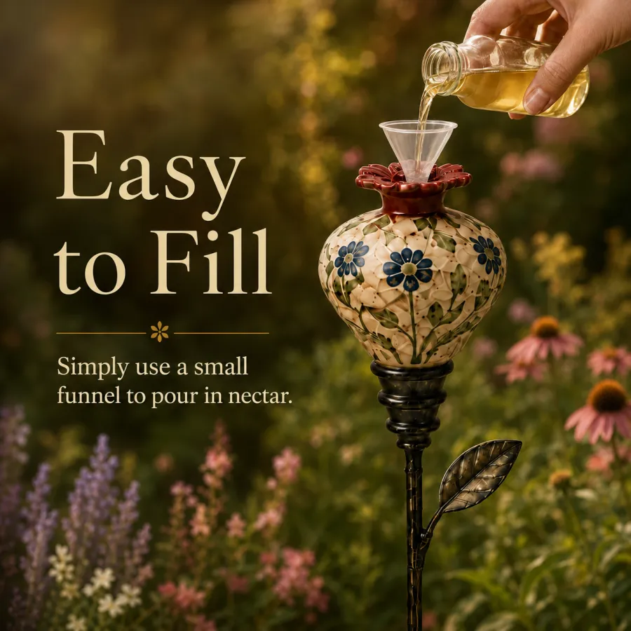 Ceramic Hummingbird Feeder Garden Stake – Bring Your Garden To Life With Every Visit 🐦🌿