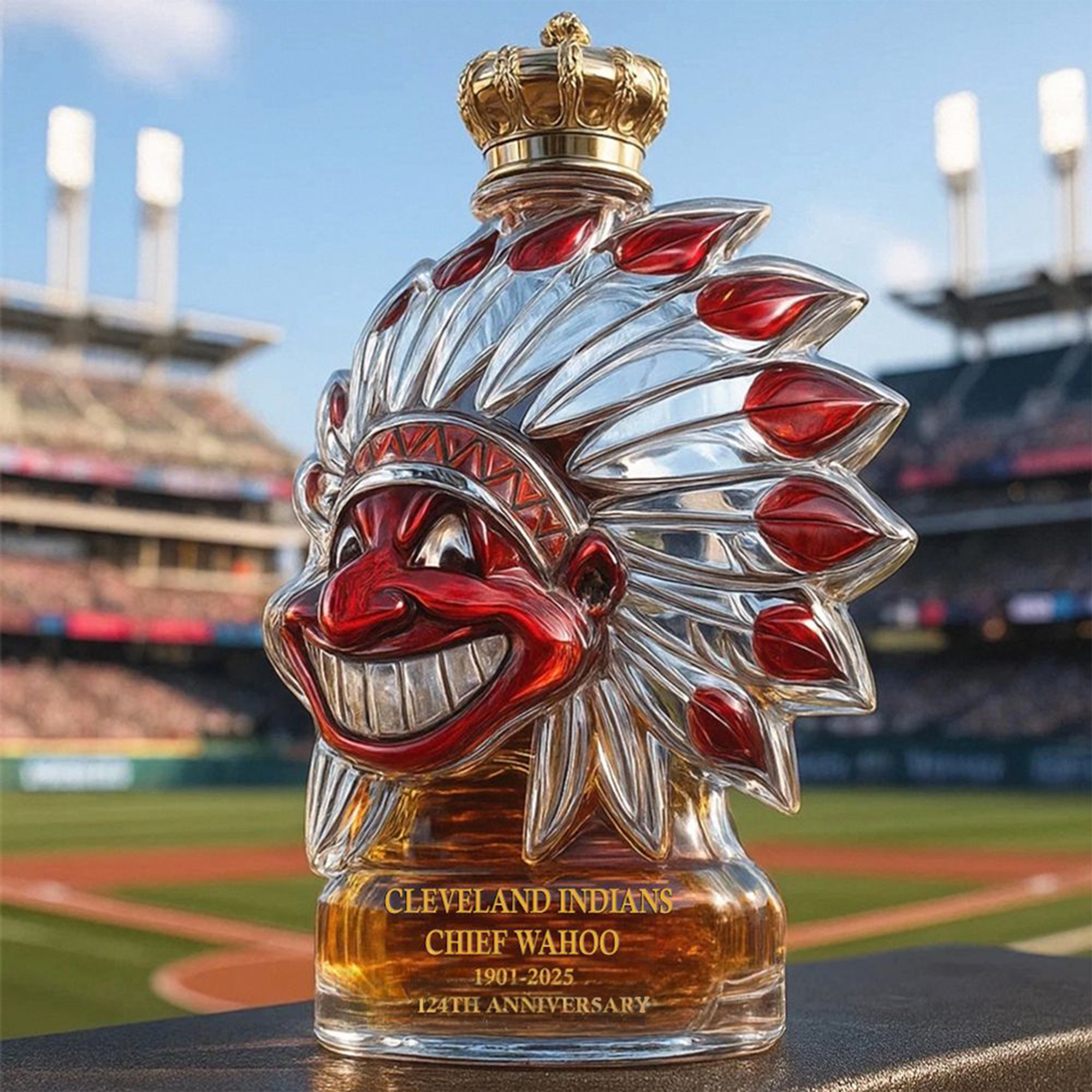 Cleveland Indians 124th Anniversary Whiskey Bottle
