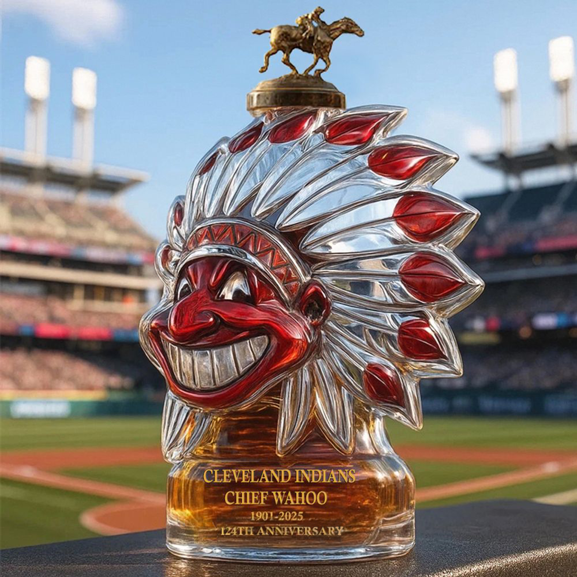 Cleveland Indians 124th Anniversary Whiskey Bottle
