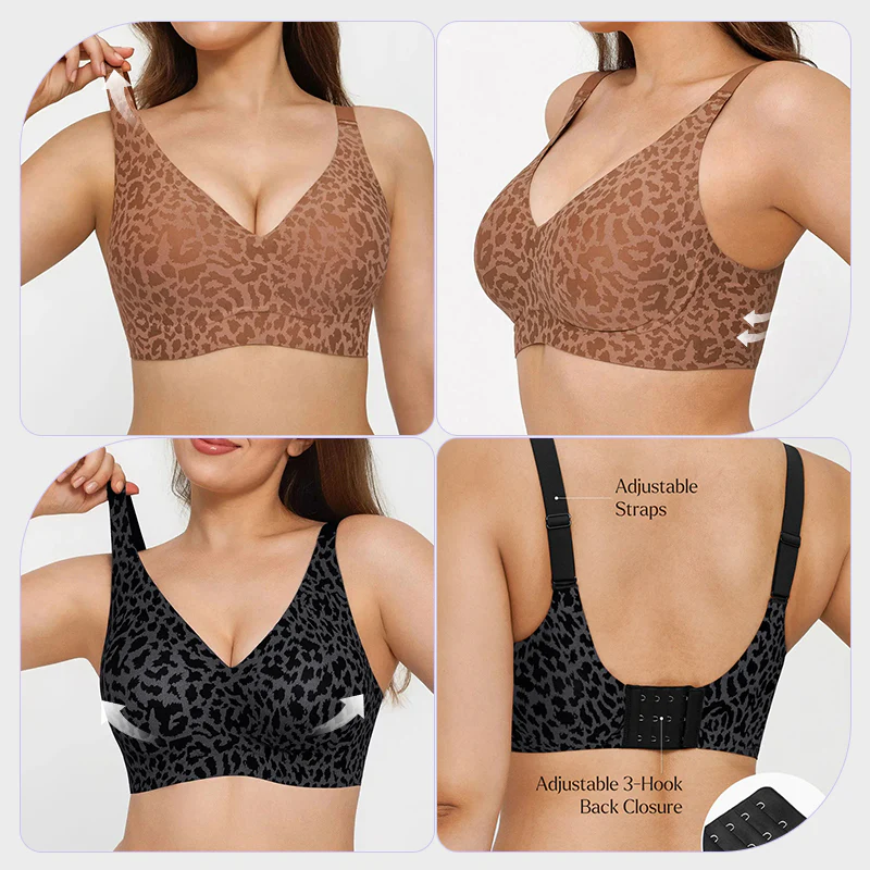 Wireless Leopard V-Neck Contour Bra