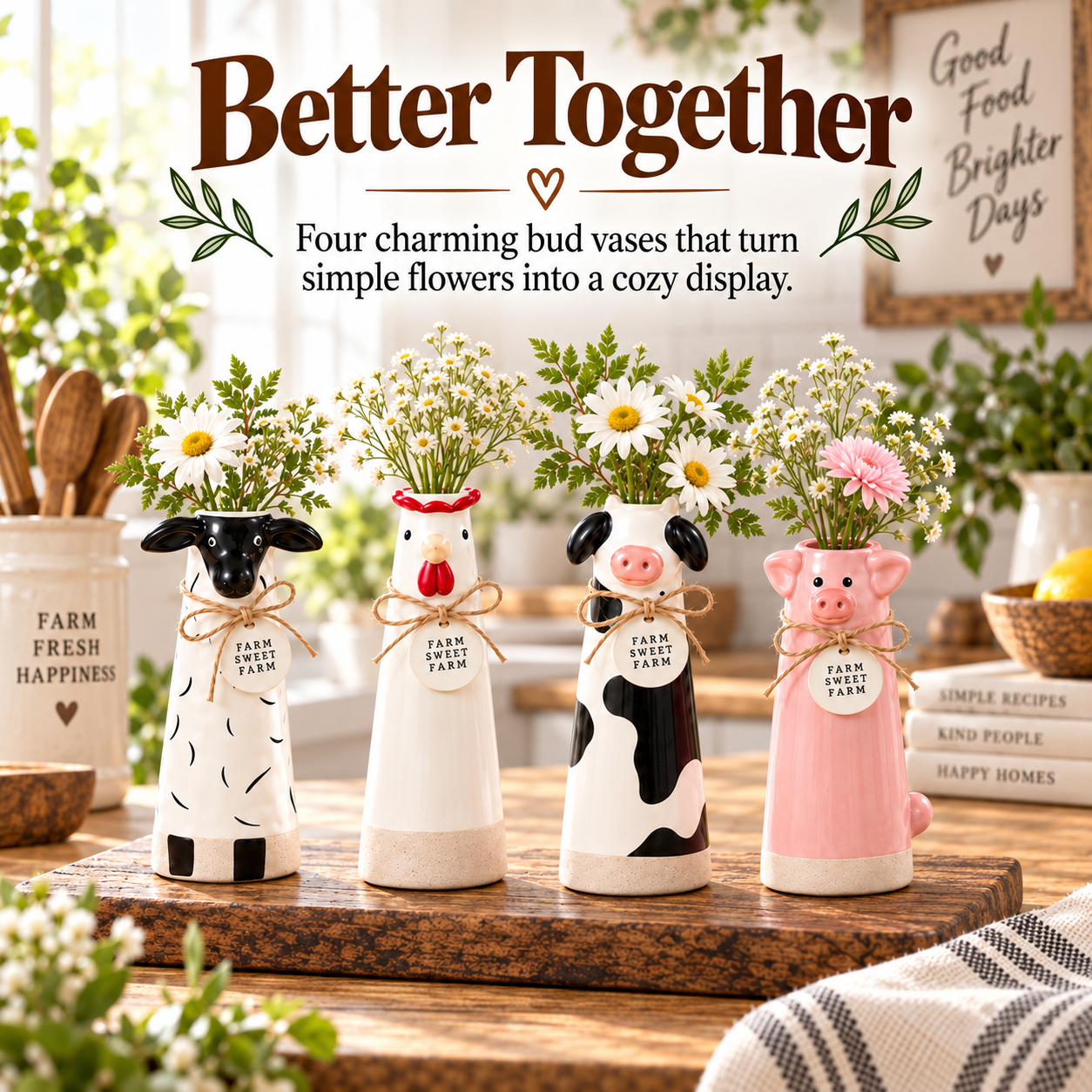 Whimsical Farmhouse Animal Bud Vase