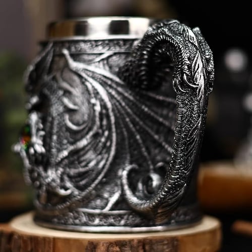 Retro Gem Dragon Stainless Steel Mug