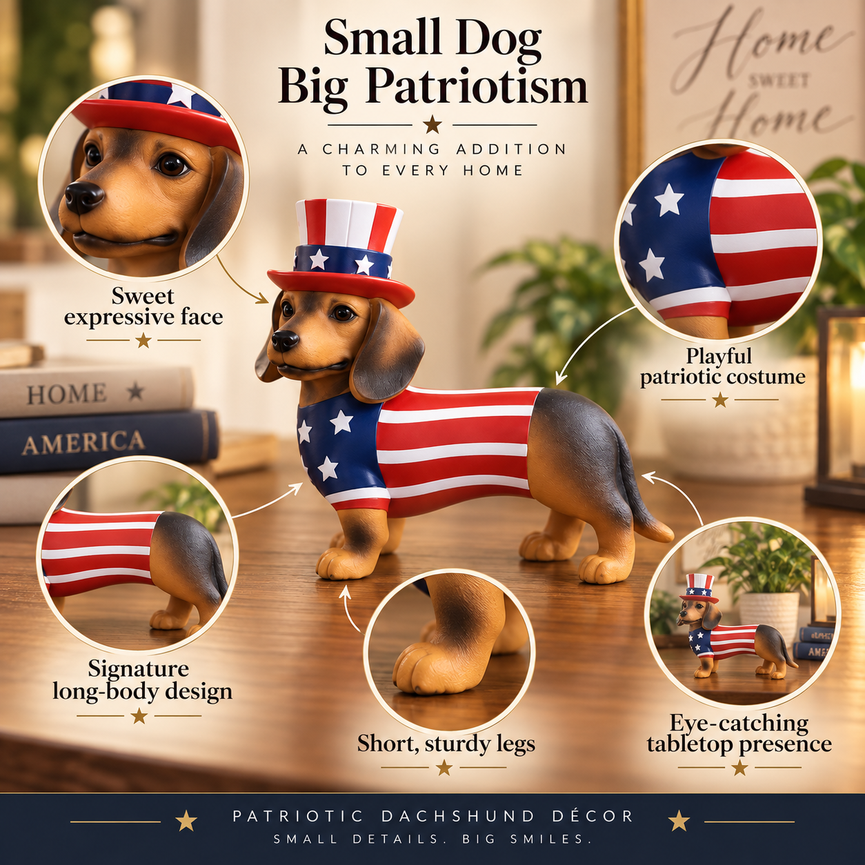 Patriotic Dachshund Tabletop Figurine