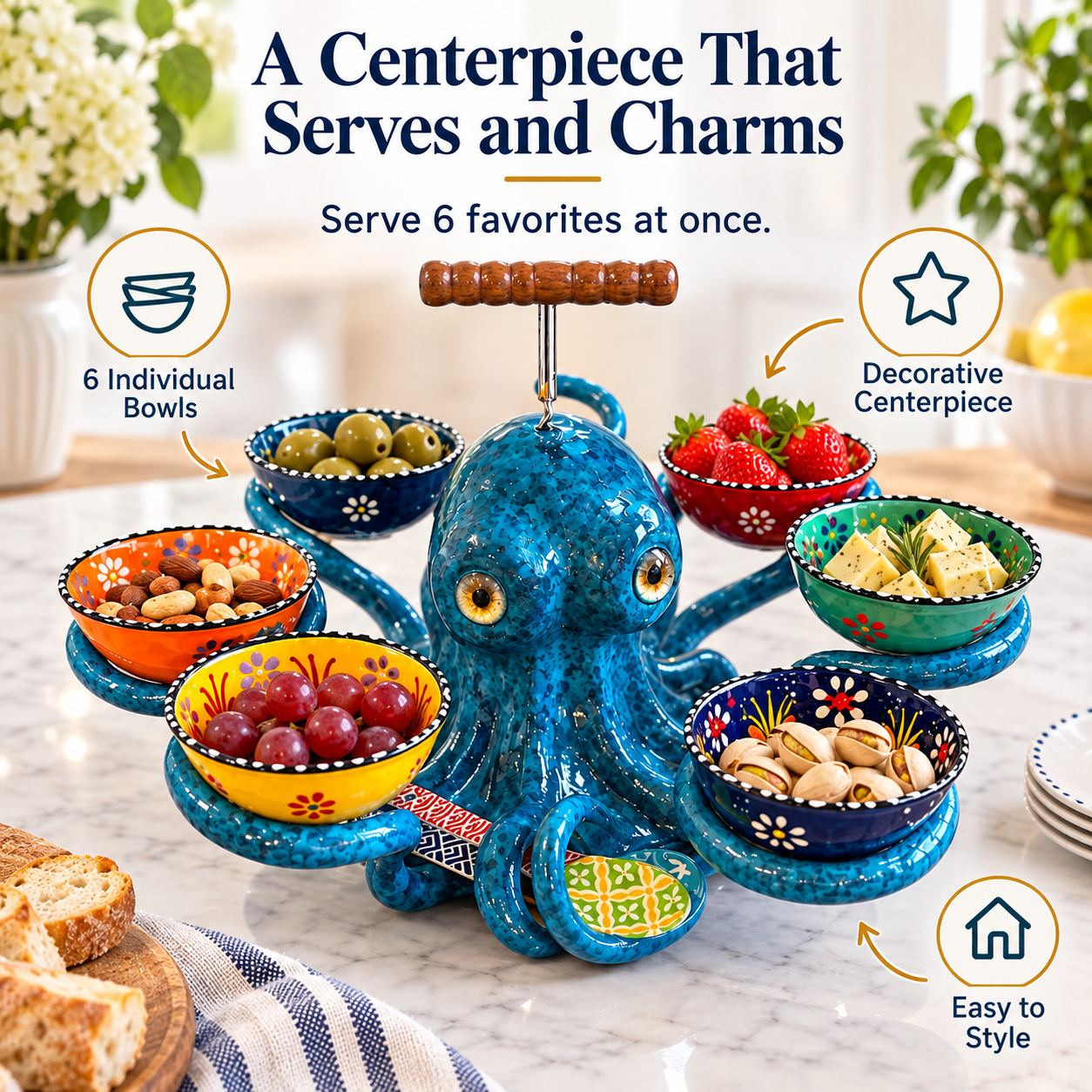 Whimsical Octopus Snack Serving Tray