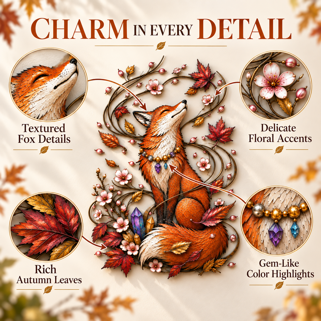 Enchanted Autumn Fox Metal Wall Decor