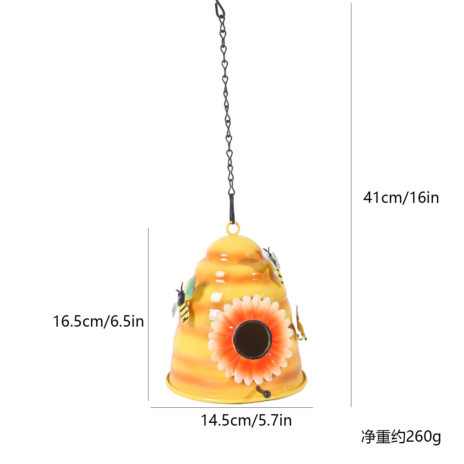 Metal Honeycomb Birdhouse With Bees And Flower