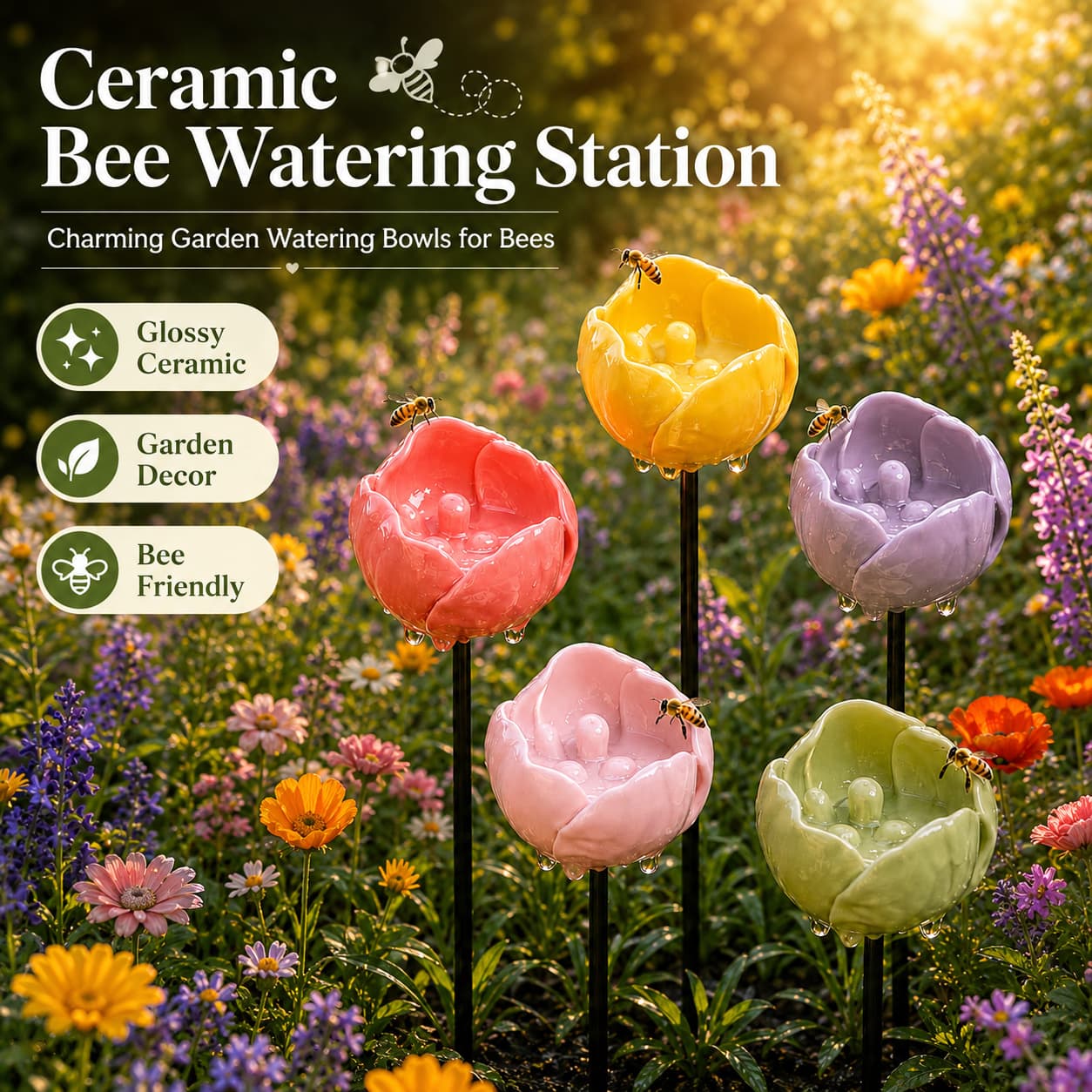 🐝Ceramic Bee Watering Station for Garden