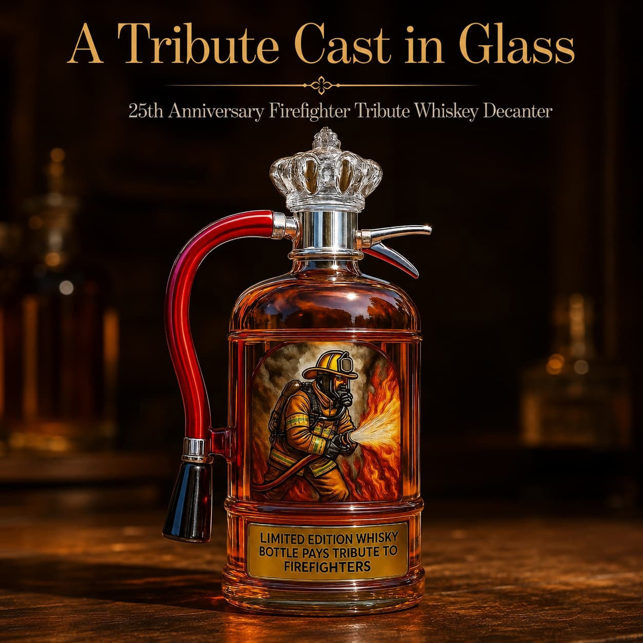 25th Anniversary Commemorative Firefighter Tribute Whiskey Decanter