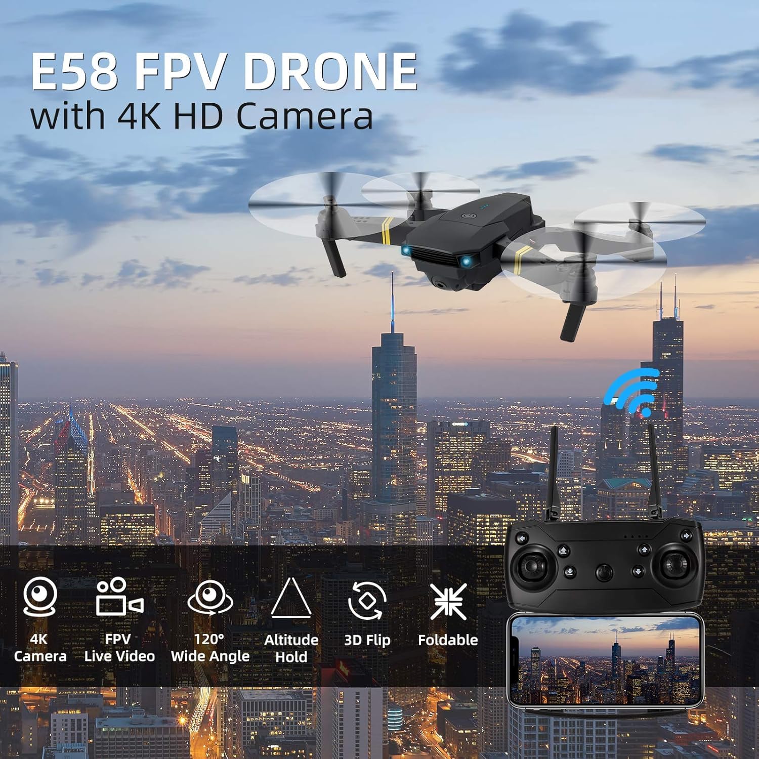 🚁Foldable 1080P FPV Camera Drone – Beginner-Friendly Mini Quadcopter