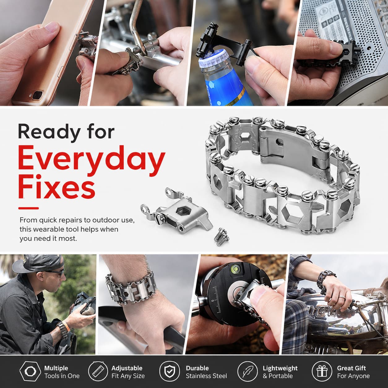 Multitool Bracelet 29-in-1 Stainless Steel EDC Tool