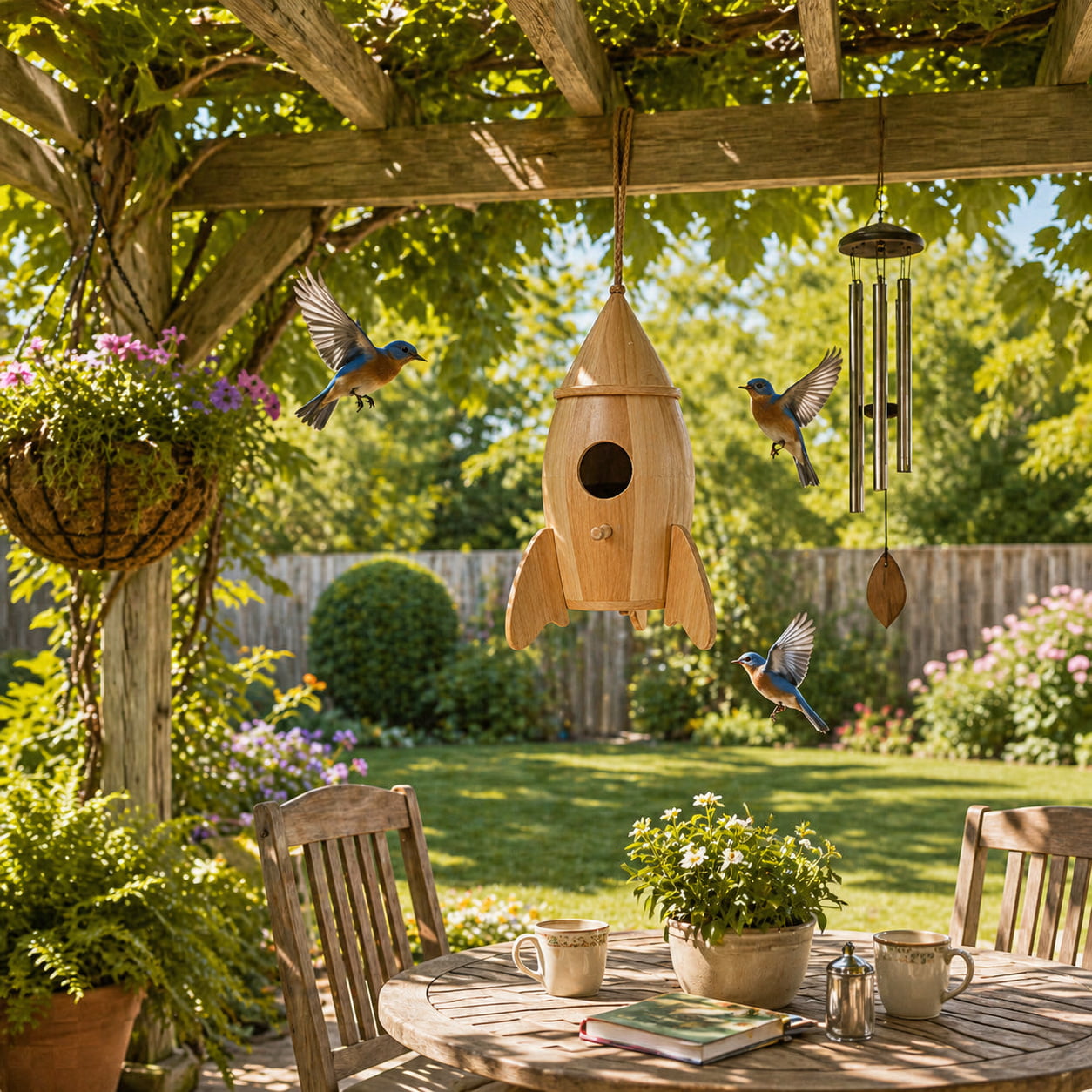 🚀Rocket-Shaped Wooden Hanging Birdhouse