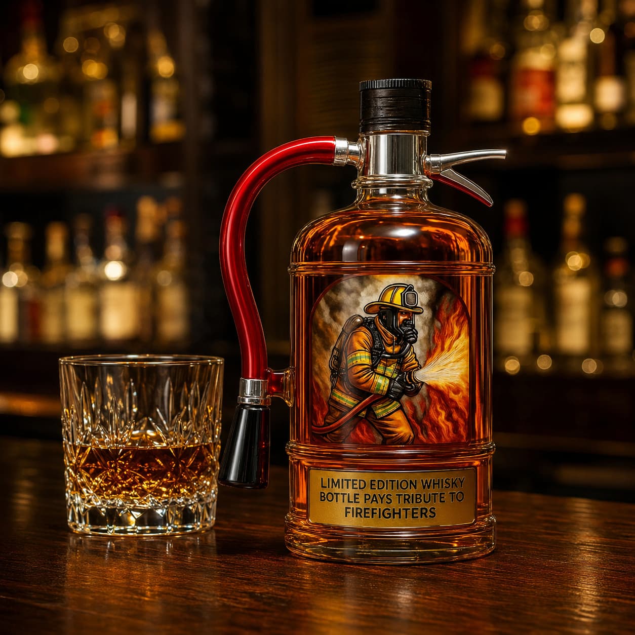 9/11 25th Anniversary Commemorative Firefighter Tribute Whiskey Decanter