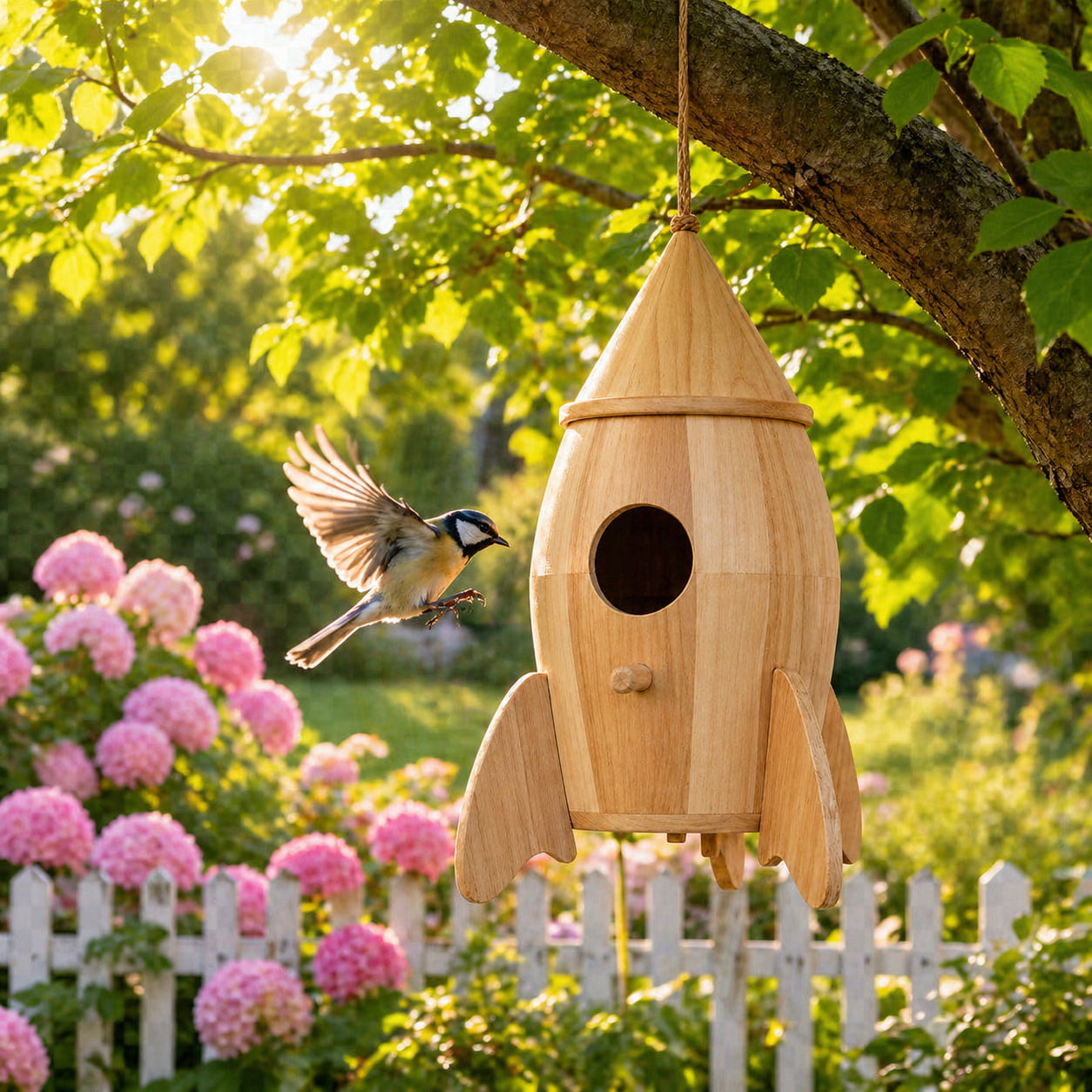 🚀Rocket-Shaped Wooden Hanging Birdhouse