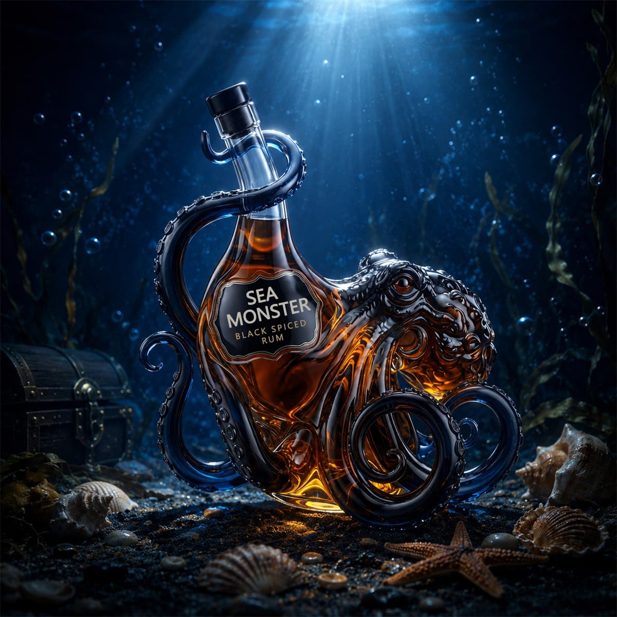 Sea Monster Black Spiced Rum Bottle