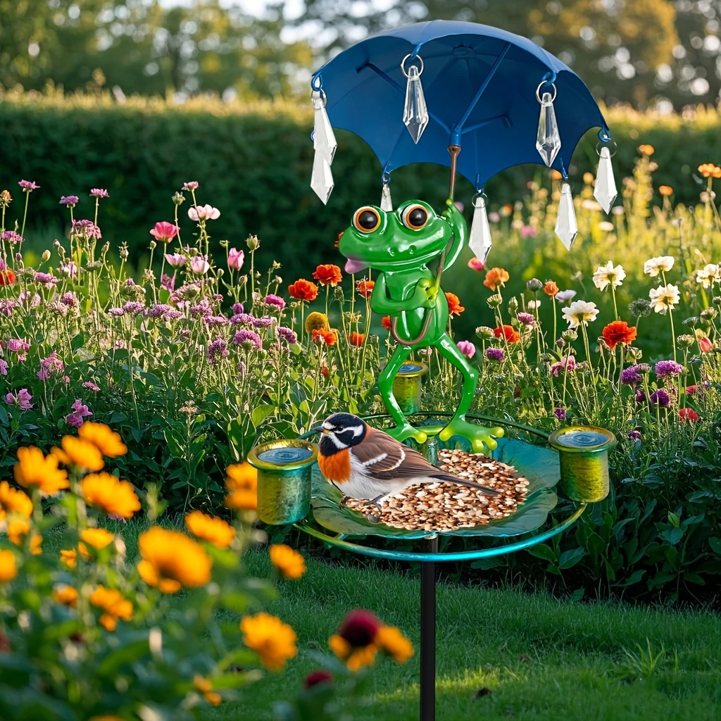 Frog Umbrella Bird Feeder