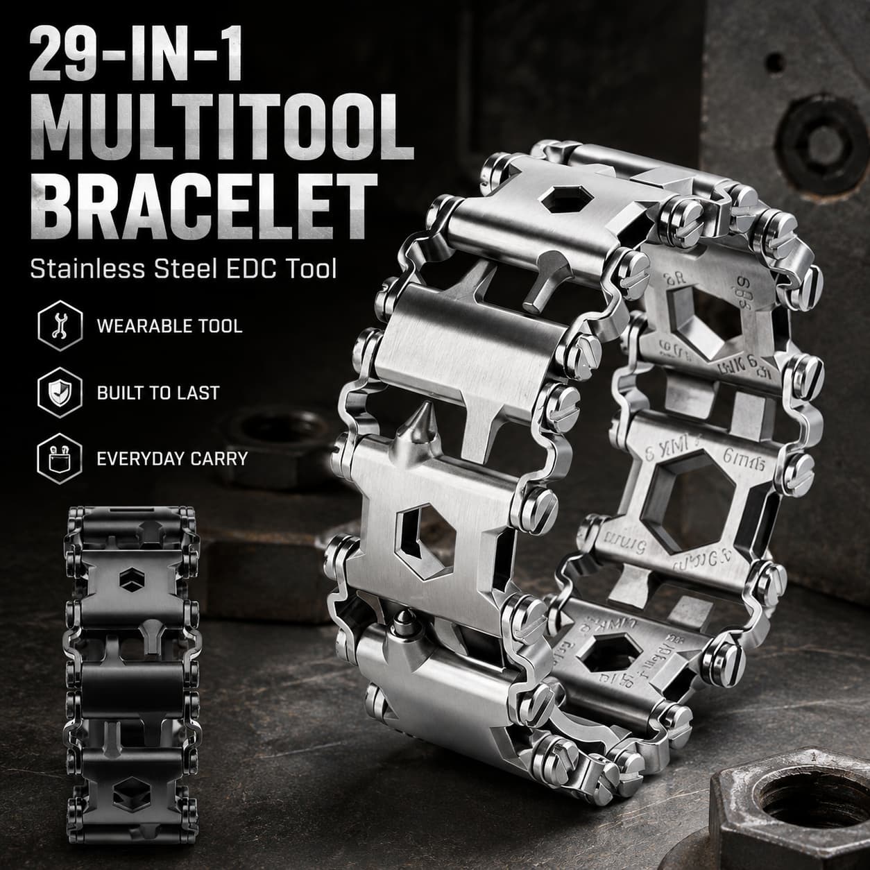 Multitool Bracelet 29-in-1 Stainless Steel EDC Tool
