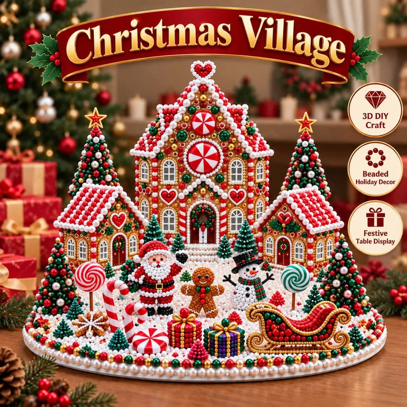 🎄3D Christmas Village Gem Art DIY Kit