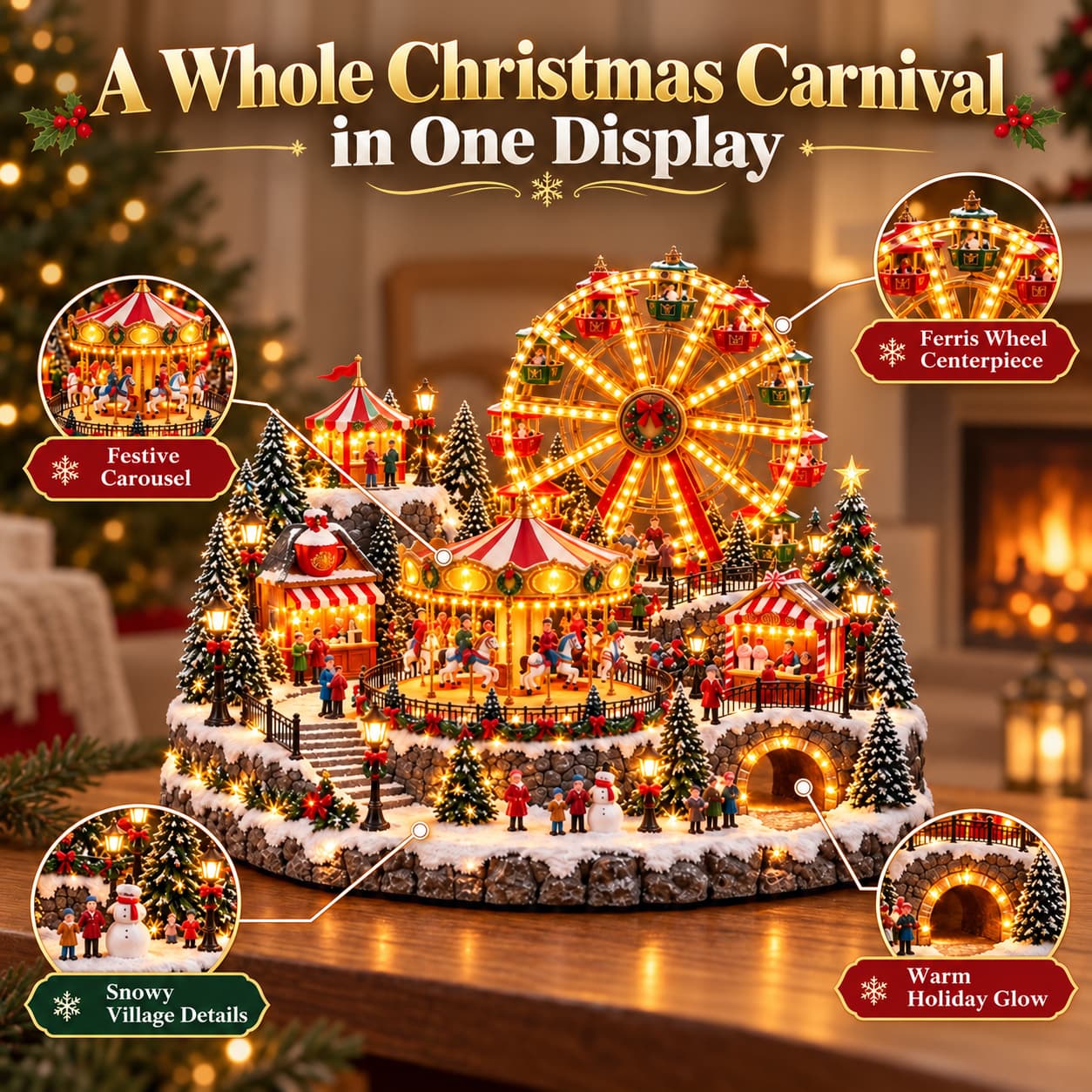 🎡 Christmas Wonderland Carnival – Light-Up Christmas Village Decoration