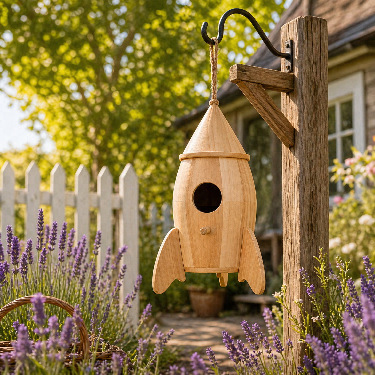 🚀Rocket-Shaped Wooden Hanging Birdhouse