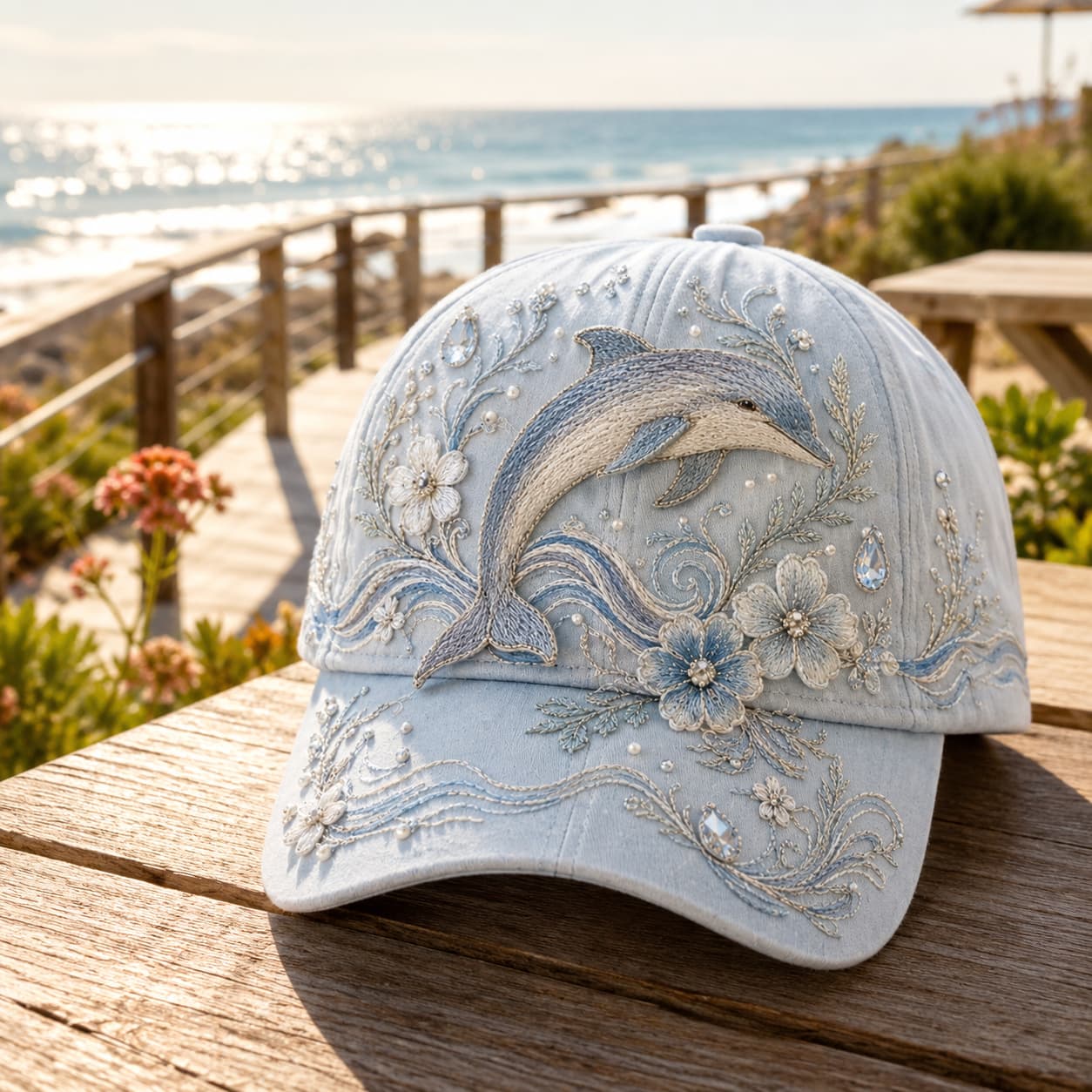 🌊 3D Ocean Creatures Embroidery Cap