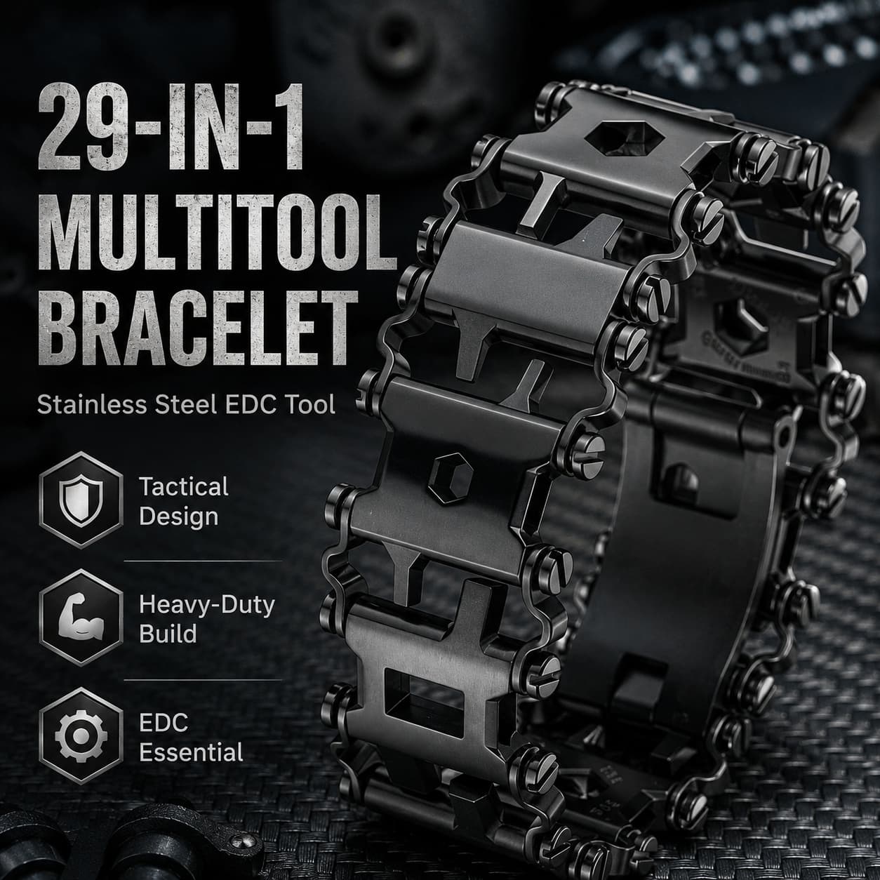 Multitool Bracelet 29-in-1 Stainless Steel EDC Tool